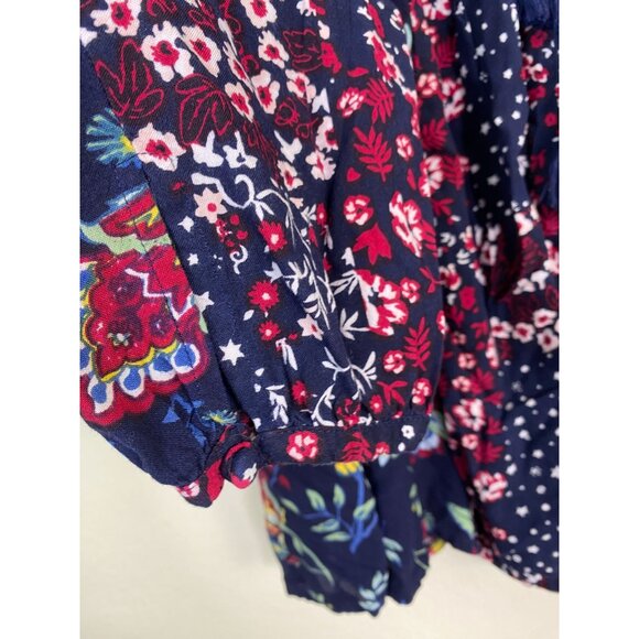 Cafe Marrakesh Floral Boho Peasant Top Blouse Womens Plus Size 3X Blue Pink - Picture 11 of 16